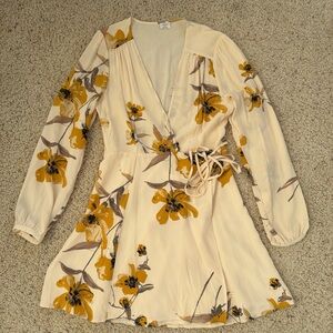Wilfred Floral Long Sleeve Dress in Cream and Yellow